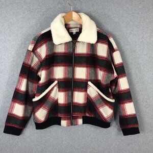 Knox Rose Red Plaid Sherpa Full Zip Winter Jacket Size XL